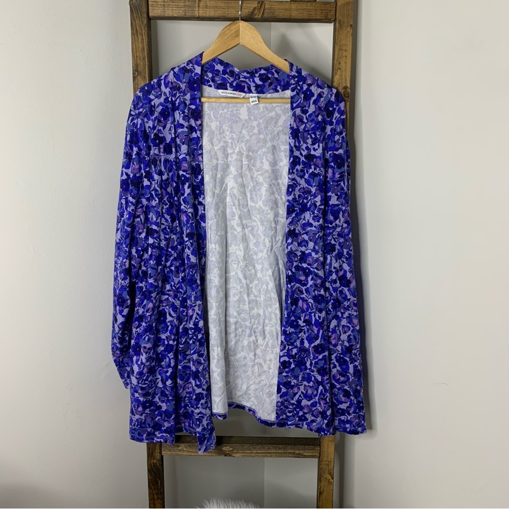 Isaac Mizrahi Blue and Purple Floral Cardigan Size 3XL
